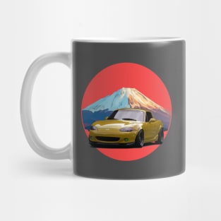 Simple Yellow Mazda Miata/MX-5 - Mount Fuji Jinba Ittai Roadster Life Mug